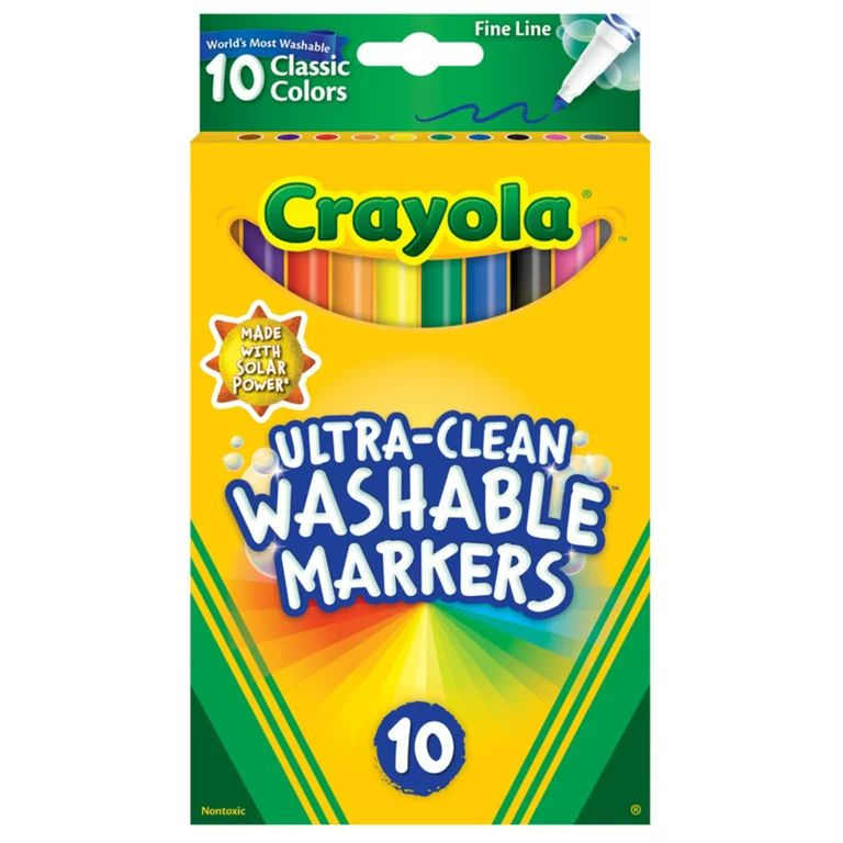 Crayola Ultra Clean Classic Fine Line Washable Markers, Back to School Supplies, 10 Ct, Child | Walmart (US)