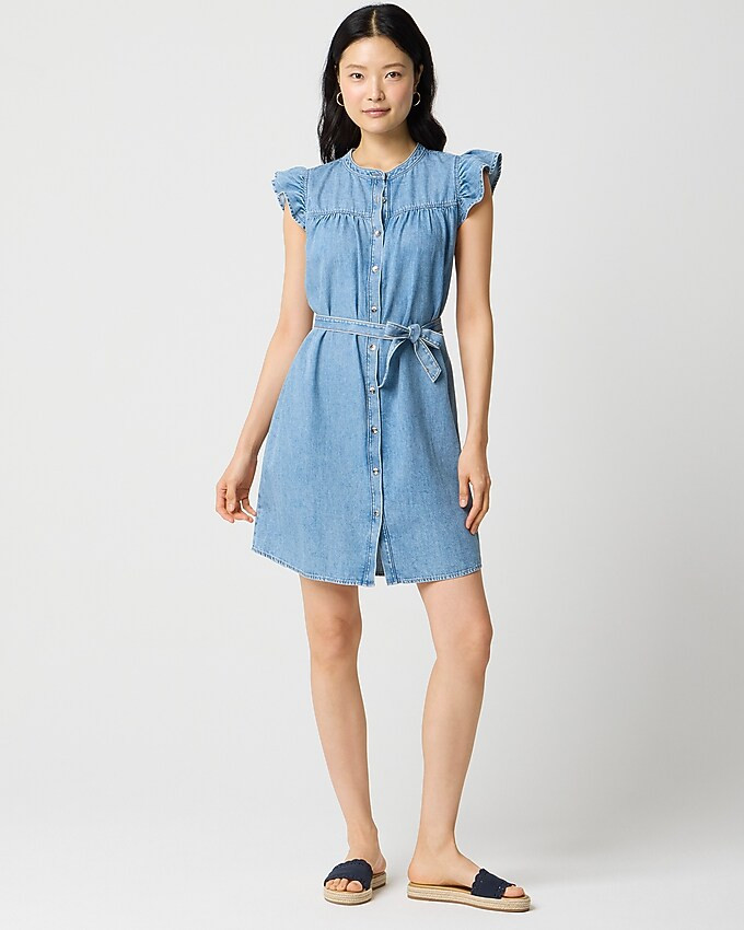 Ruffle-sleeve denim mini dress | J.Crew Factory