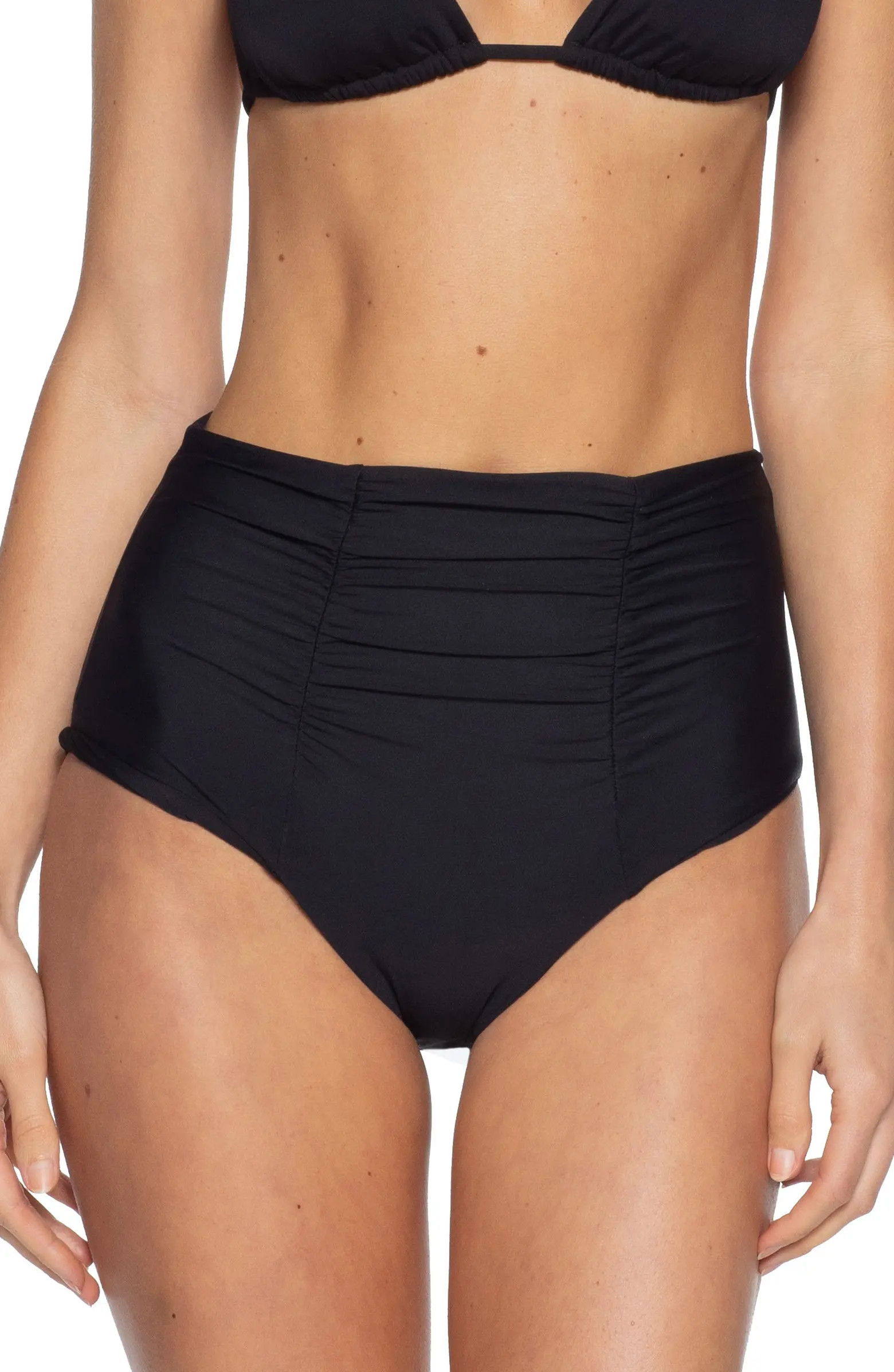BECCA Ruched High Waist Bikini Botttoms | Nordstrom | Nordstrom