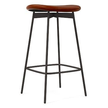 Modern Petal Backless Counter Stool - Leather | West Elm (US)