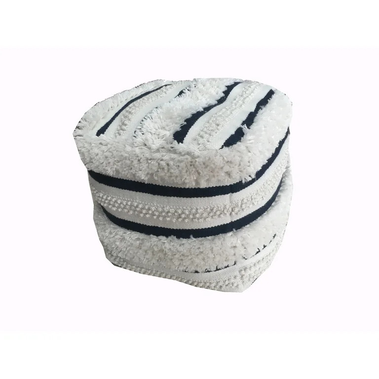 Better Homes & Gardens Textured Stripe Outdoor Pouf, 16" x 16" x 16", Blue, Single Pouf - Walmart... | Walmart (US)