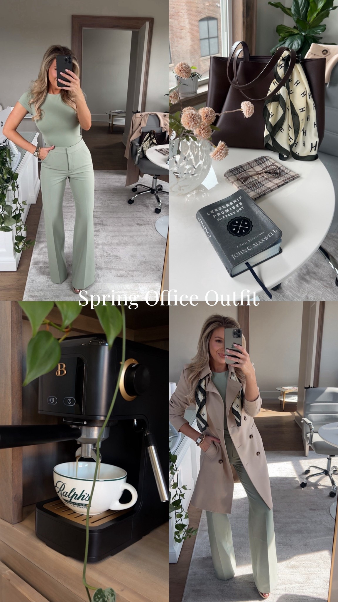 Obsessed with this spring office outfit! Such a good business casual look for my corporate girl! 

Wearing 0R in trousers! 

Work outfit, business casual, spring office outfits 