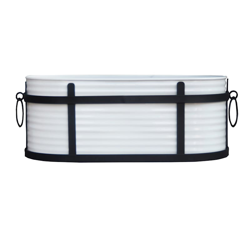 White Galvanized Basin Planter, Large | At Home