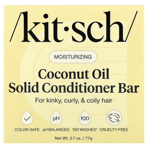 Kitsch, Coconut Oil Moisturizing Solid Conditioner Bar, For Kinky, Curly, & Coily Hair, Salted Almond & Driftwood, 2.7 oz (77 g) | iHerb