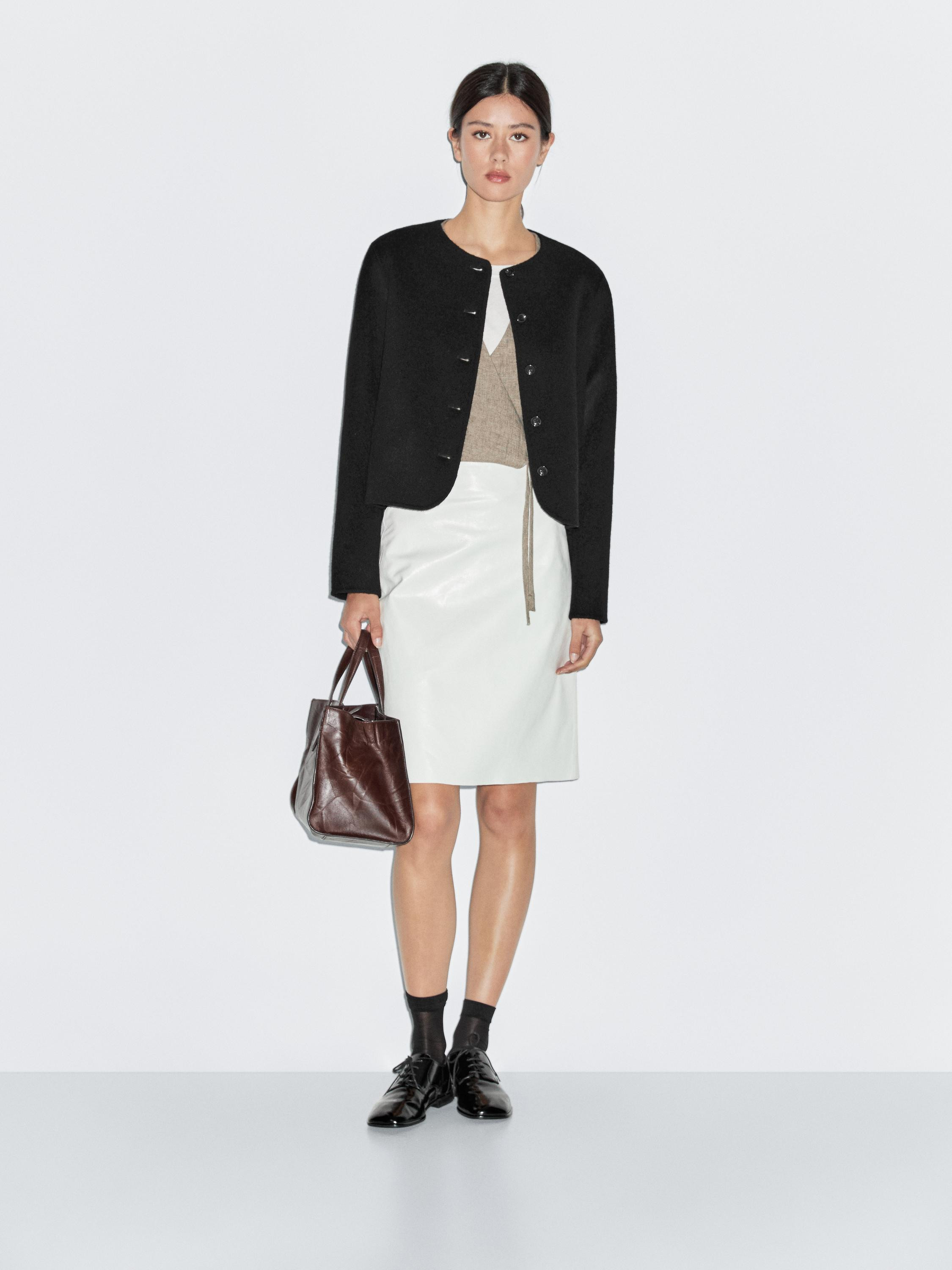 Short wool blend jacket | Massimo Dutti US