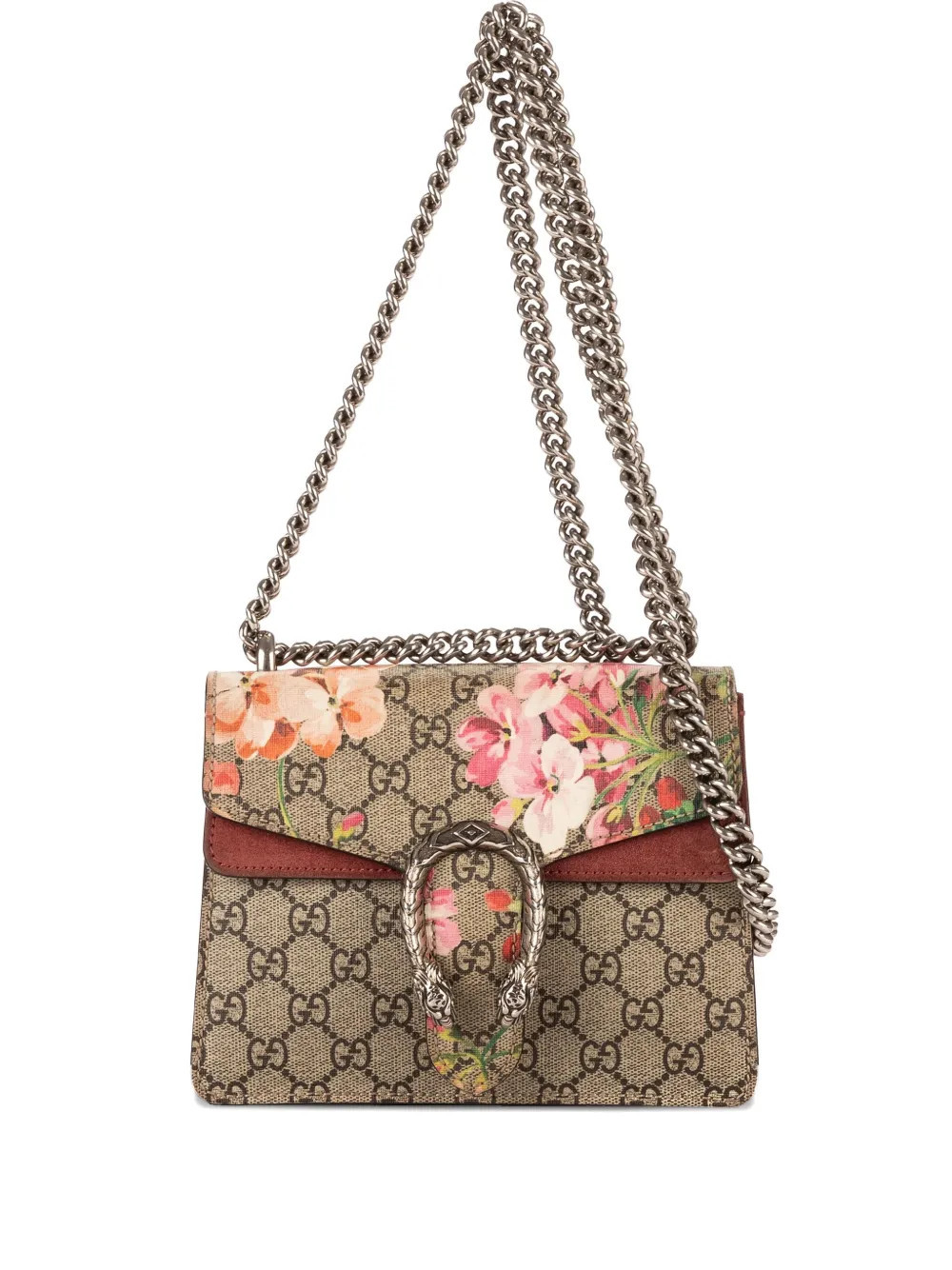 Gucci Pre-Owned floral-print chain bag - Brown | Farfetch Global
