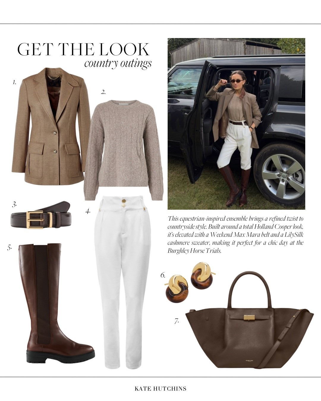 This equestrian-inspired ensemble brings a refined twist to countryside style. Built around a total Holland Cooper look, it’s elevated with a Weekend Max Mara belt and a LilySilk cashmere sweater, making it perfect for a chic day at the Burghley Horse Trials.

#LTKuk #LTKautumn #LTKeurope