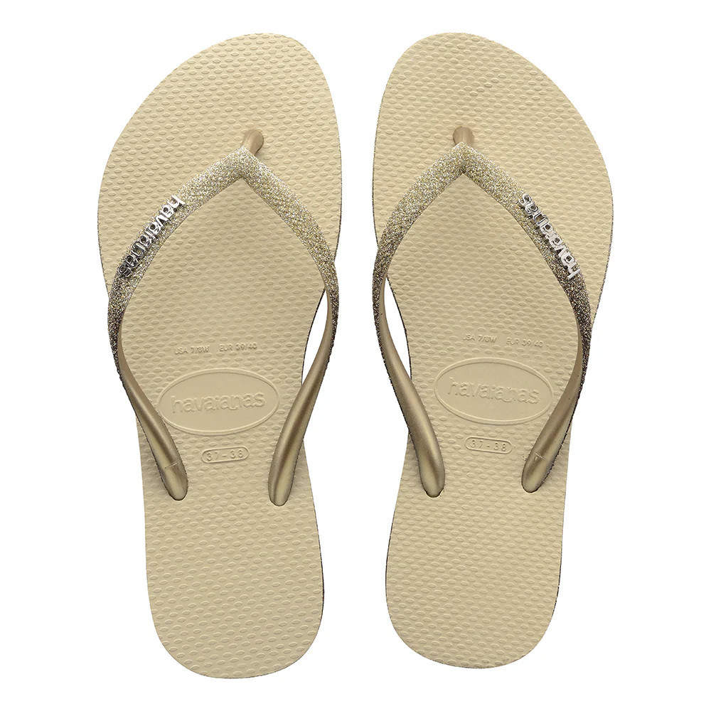 Havaianas Women's Slim Sparkle Flip Flops | Sand Grey | Size 11/12 | Havaianas