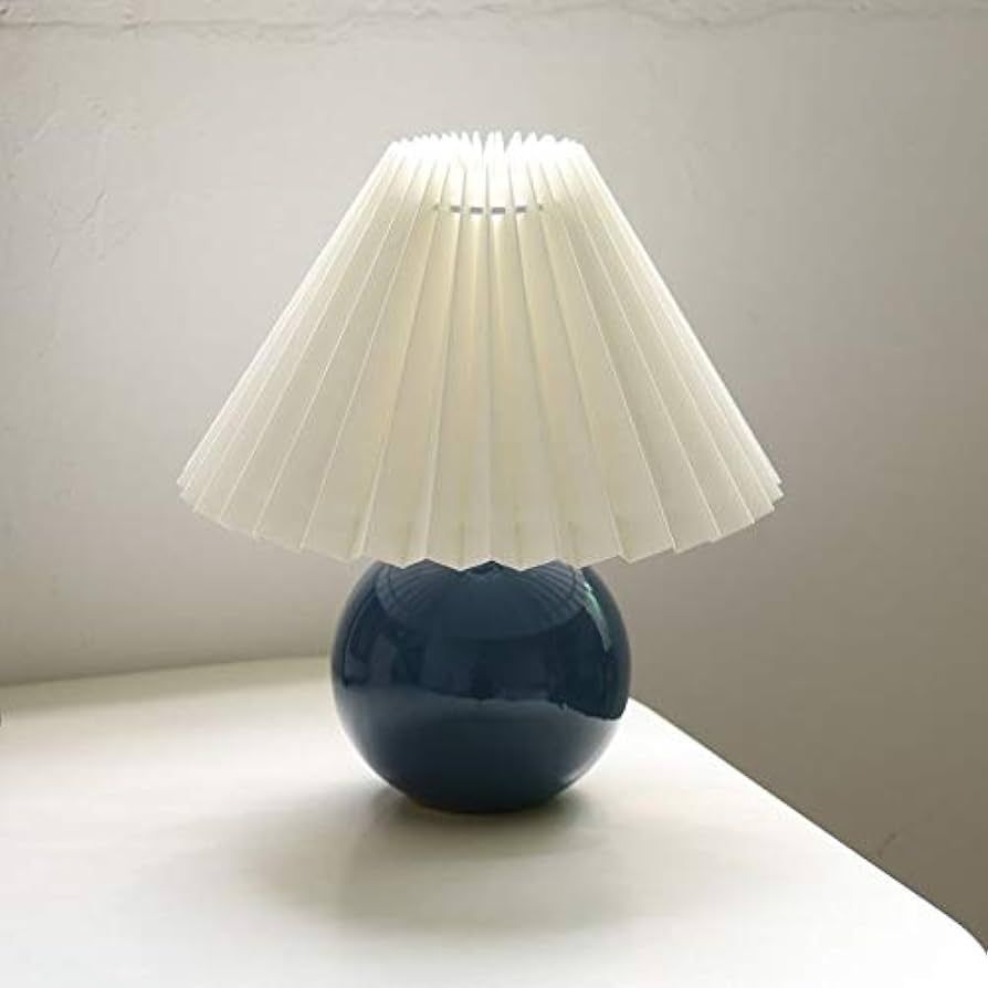 Korean Pleated Table Lamp Ins DIY Ceramic Table Lamps for Living Room Home Deco Cute Lamp with Tr... | Amazon (US)