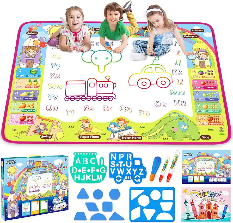 Kids Drawing Doodle Mat,Water Drawing Mat, Toddler Water Painting Writing Coloring Doodle Toy Boa... | Amazon (US)