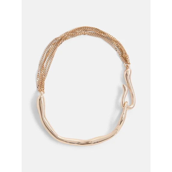 Scenario Women's Gold-Tone Chain Bracelet with Sculpted Bar | Walmart (US)