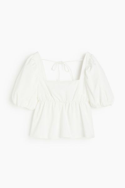 Tie-detail Puff-sleeved Blouse - Black - Ladies | H&M US | H&M (US + CA)