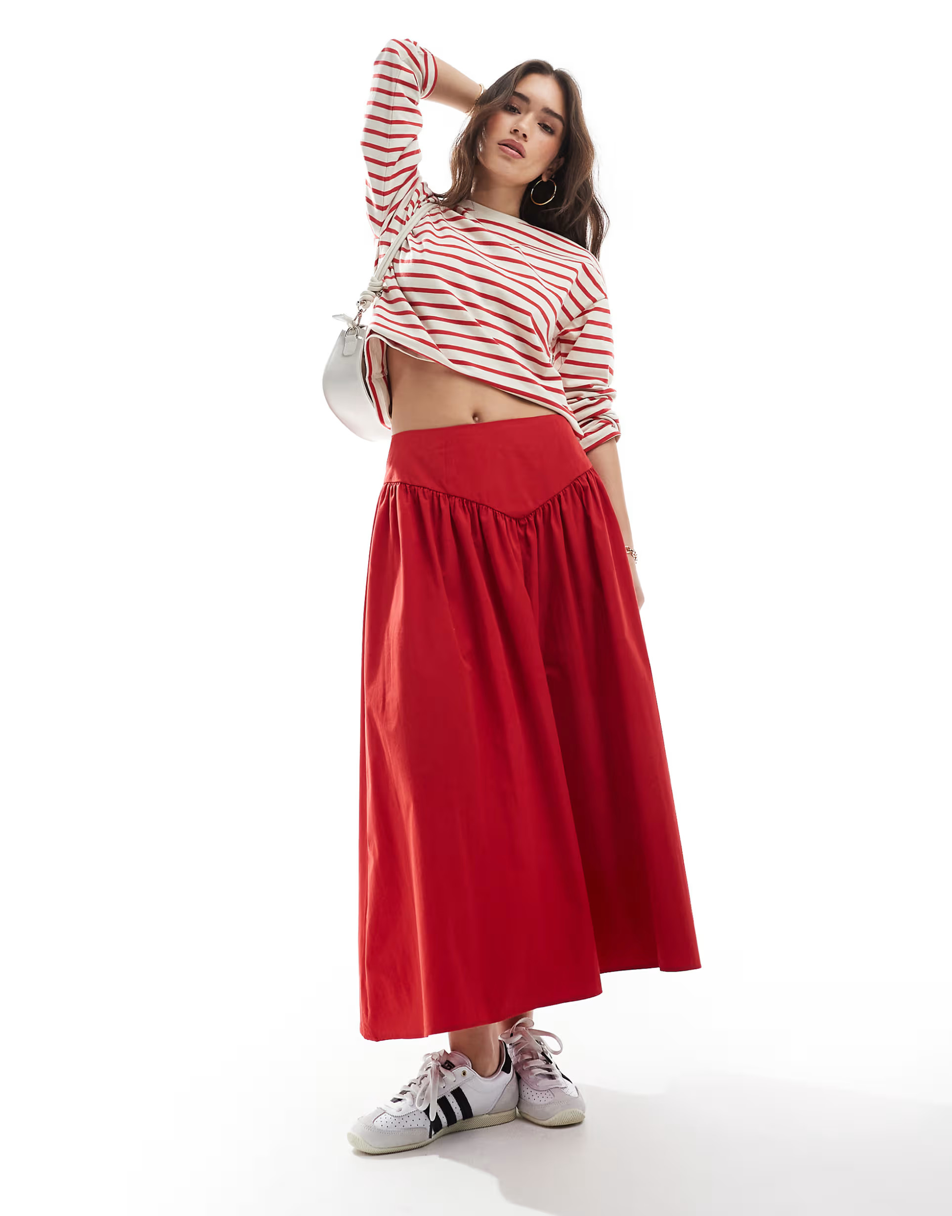 ASOS DESIGN corset detail maxi skirt in red | ASOS (Global)