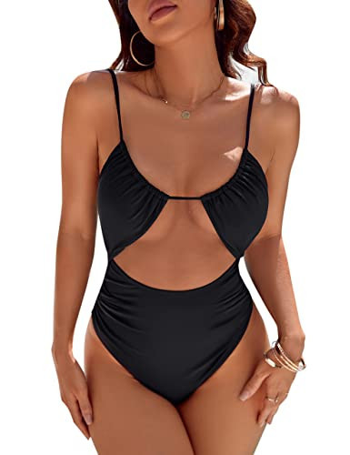 Blooming Jelly Womens One Piece Swimsuit Tummy Control Bathing Suit 2026 Sexy Slimming Flattering Cute Cheeky High Cut Out Ladies Swimwear (Large, Black) | Amazon (US)