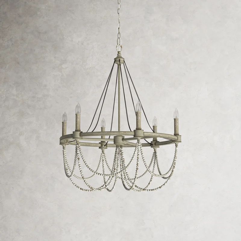 Ved 6 - Light Candle Style Wagon Wheel Chandelier | Wayfair North America