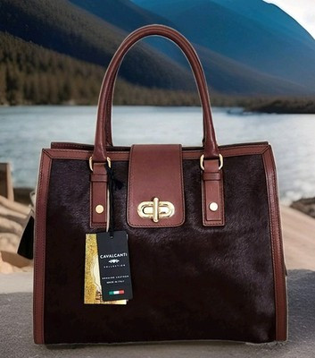 🌞CAVALCANTI ITALIAN DESIGNER CACAO BROWN HAIRCALF SATCHEL SHOULDER BAG🌺NWT! | eBay US