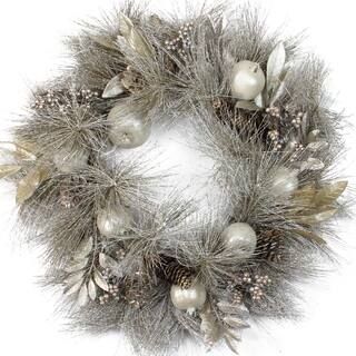 24" Champagne Gold Apples & Pine Cones Wreath, Unlit By Northlight | Michaels® | Michaels Stores