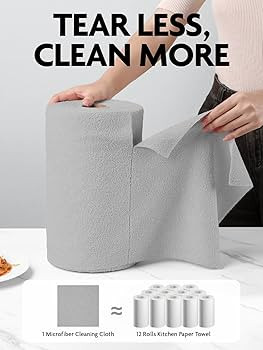 Fantasticlean Microfiber Cleaning Cloth Roll -75 Pack, Tear Away Microfiber Towels, 12" x 12", Re... | Amazon (US)