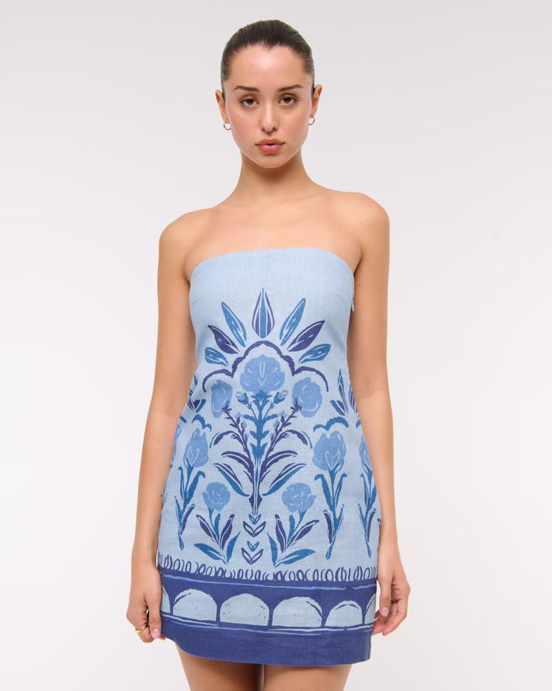 The A&F Scarlett Strapless Linen-Blend Skort | Abercrombie & Fitch (US)