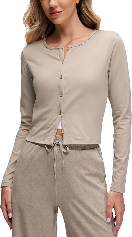CRZ YOGA Cloud Jersey Lightweight Crewneck Cardigan for Women Soft Knit Button Down Shirts Casual... | Amazon (US)