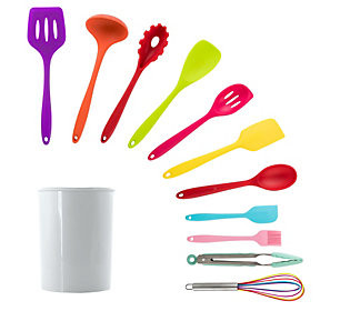 MegaChef 12 Piece Silicone Kitchen Utensil Set in Multi-colors | QVC