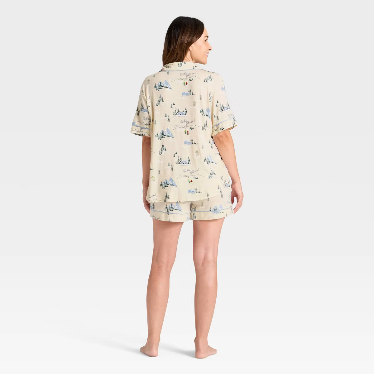 Women's Cloud Knit Modal Short Sleeve Notch Collar Top and Shorts Pajama Set - Auden™ | Target