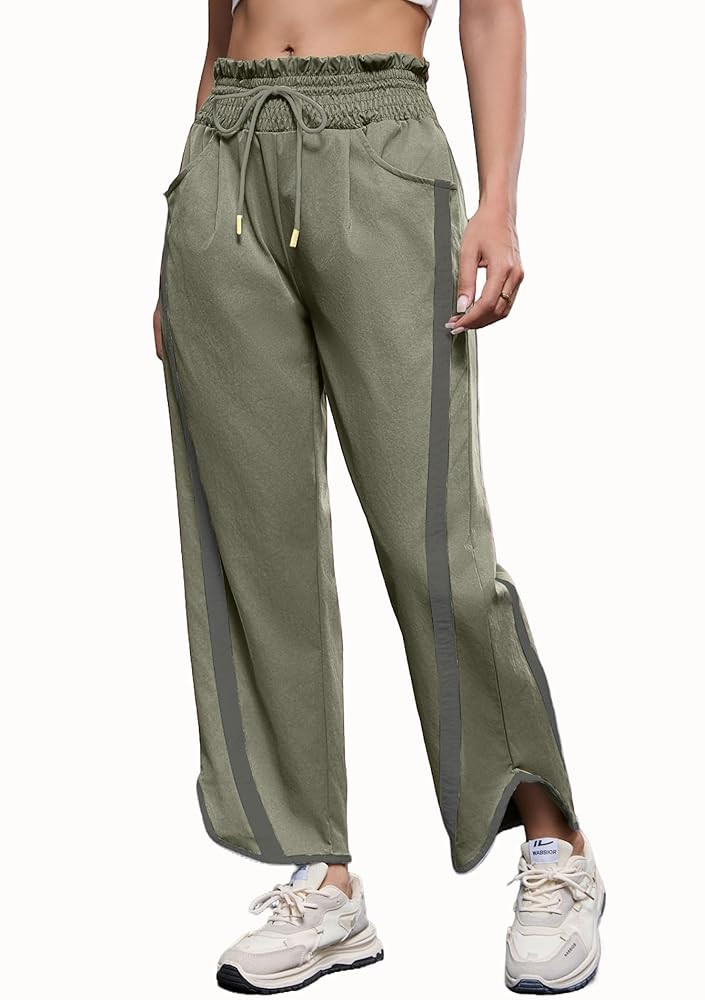 Track Pants Women Casual Drawstring Barrel Pant Lightweight Baggy Contrast Color Workout Pants wi... | Amazon (US)