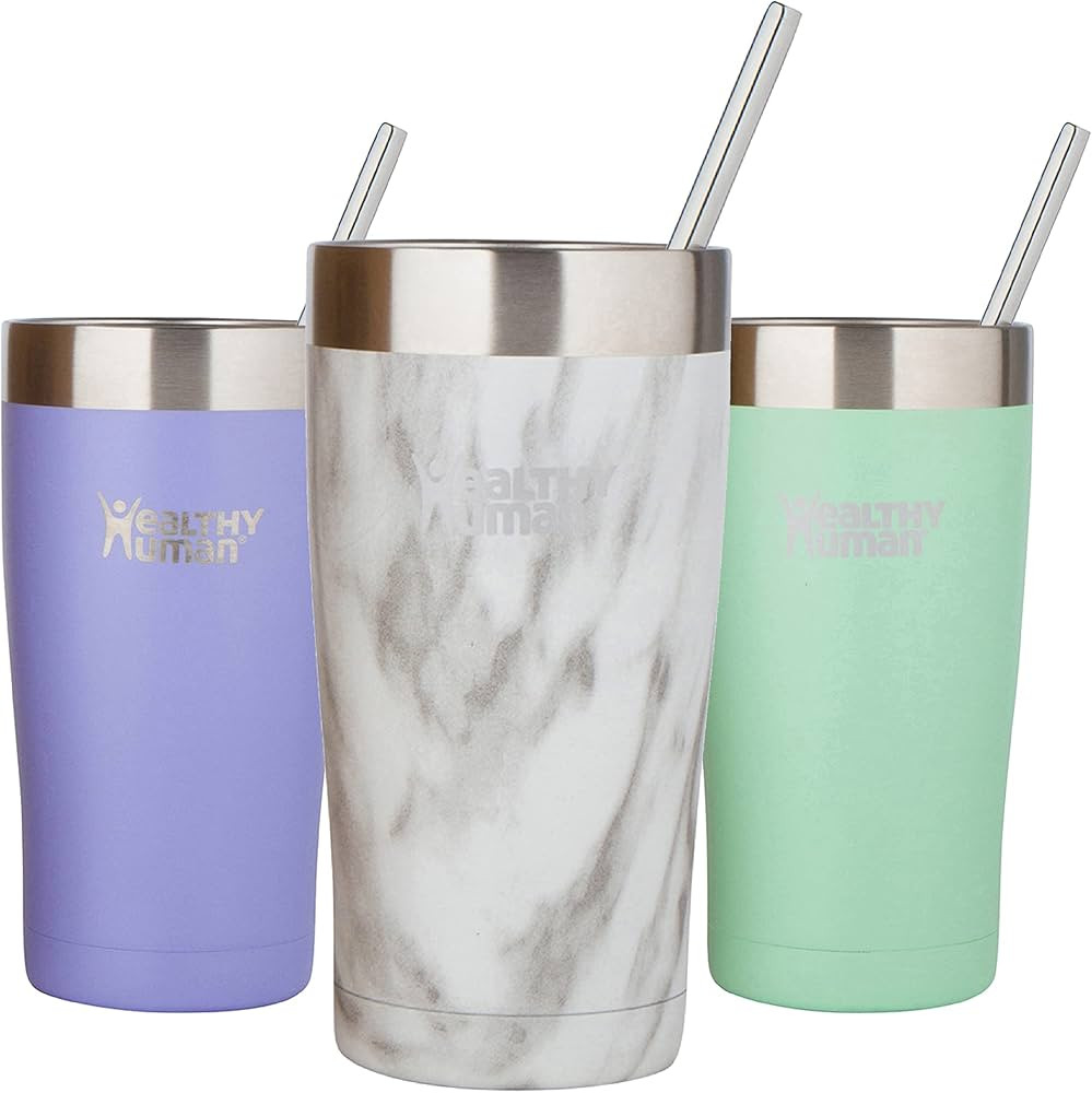 Healthy Human Stainless Steel Tumbler with Straw & Lid | Splash Proof Insulated Travel Cup | Eco-... | Amazon (US)