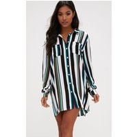 Stripe Shirt Dress, White | PrettyLittleThing US