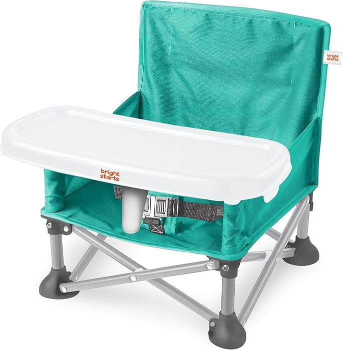 Bright Starts Pop 'N Sit Portable Booster, Indoor/Outdoor Use, Floor Seat with Feeding Tray, Teal... | Amazon (US)