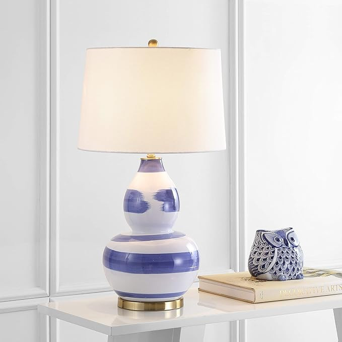 SAFAVIEH Lighting Collection Aileen Abstract Blue/ Gold Brushstroke 33-inch Bedroom Living Room H... | Amazon (US)