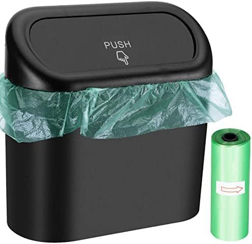 Wontolf Car Trash Can Bin with Lid and 30pcs Trash Bags Small Car Garbage Can Leakproof Mini Car Acc | Amazon (US)