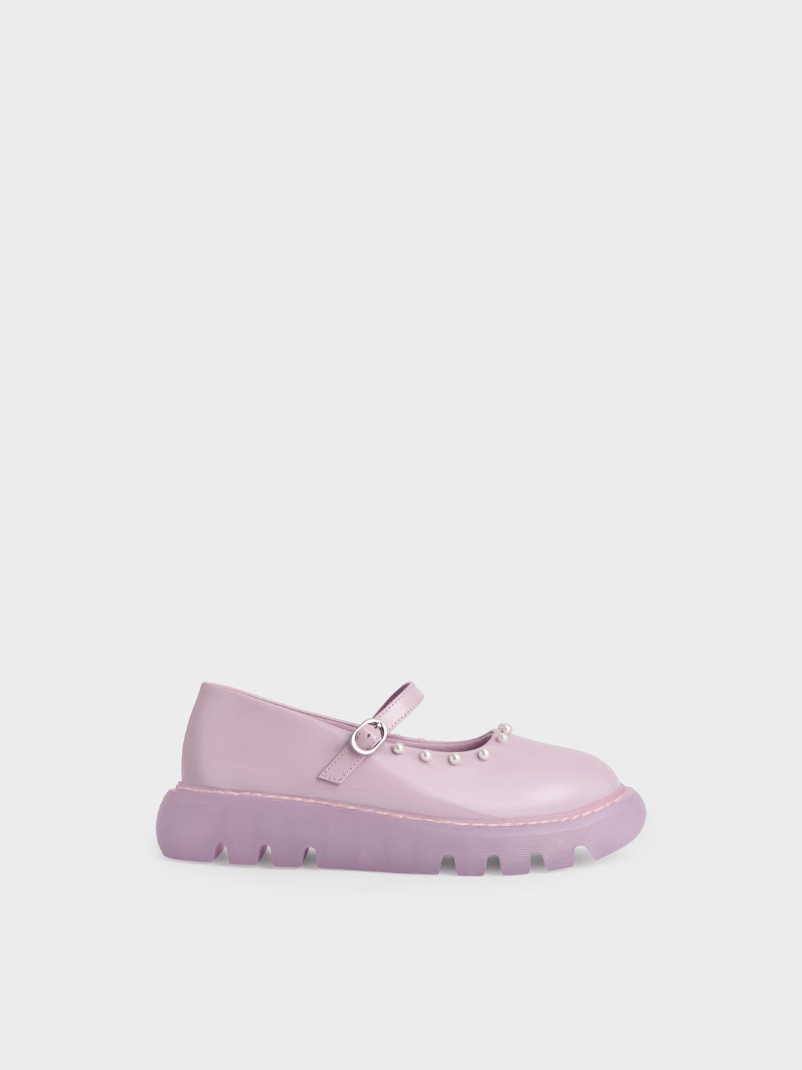 Girls' Bead-Embellished Patent Mary Janes
 - Lilac | Charles & Keith US