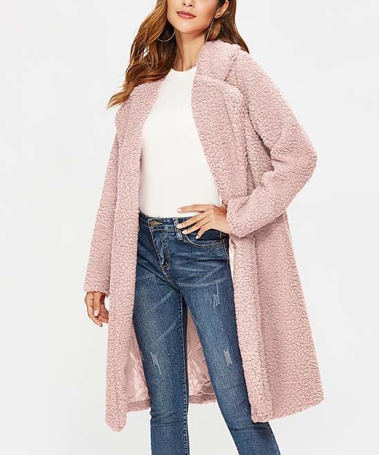 Suvimuga Women's Overcoats Pink - Pink Teddy Coat - Women | Zulily