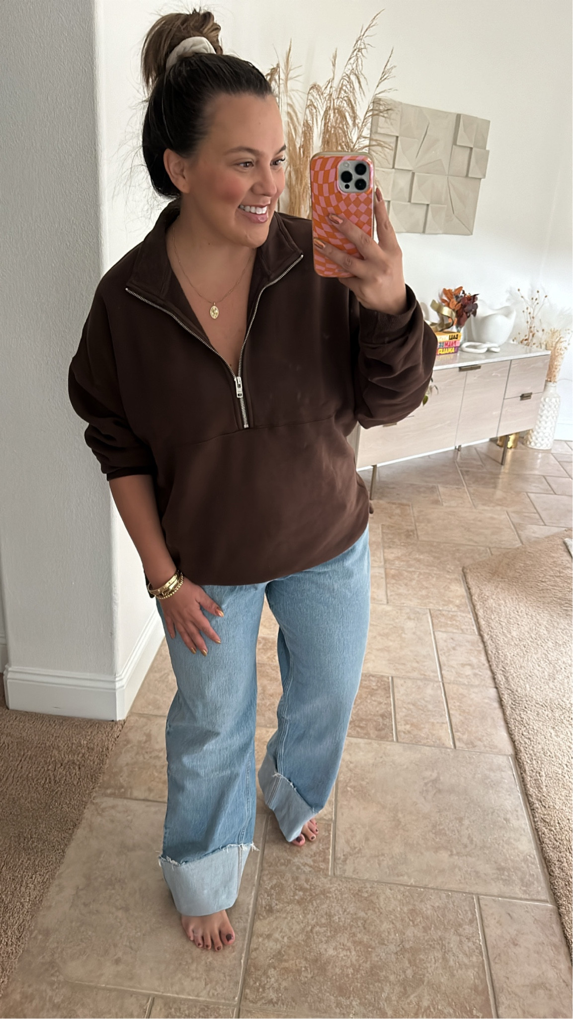 ashley’s ootd. size xl in pullover (men’s) and 33 in the curve love jeans 

#LTKmidsize #LTKSeasonal