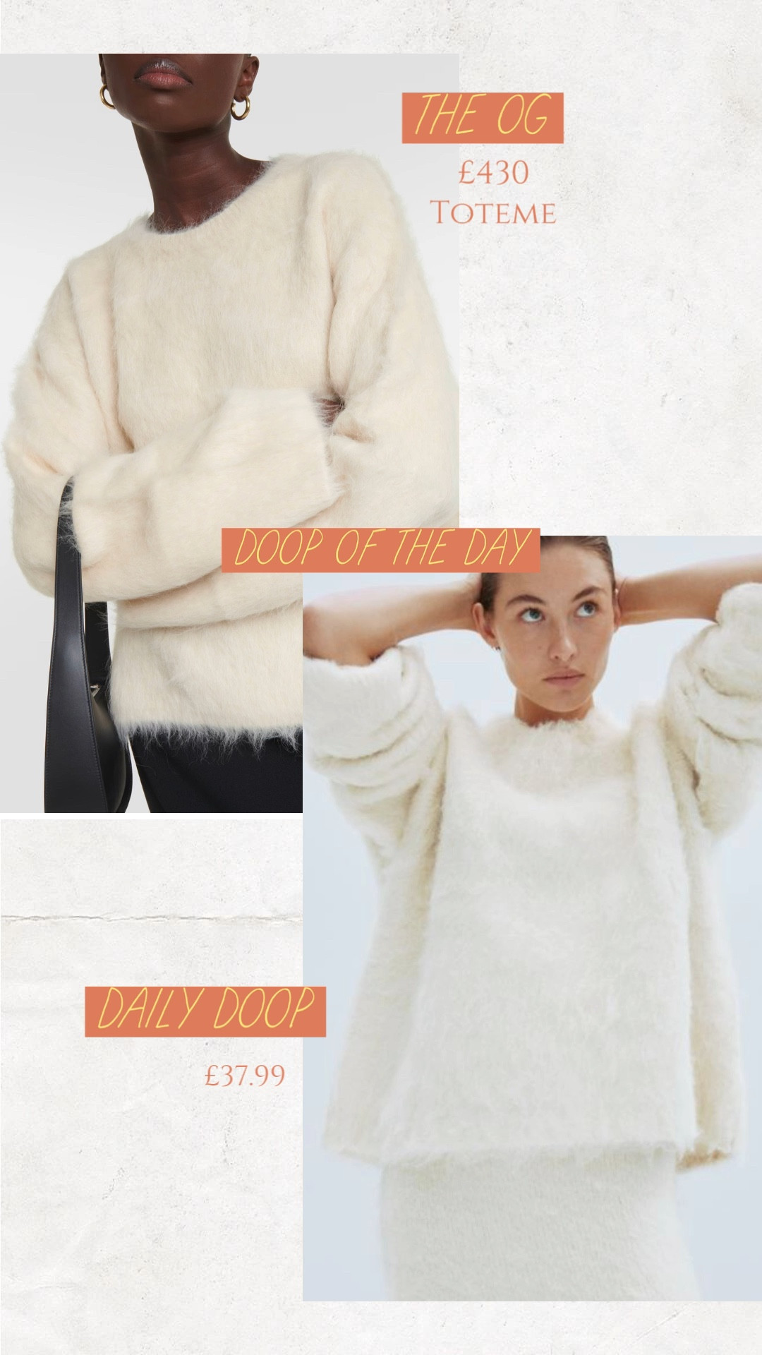 Toteme, H&M, fluffy jumper, alpaca jumper, cream knit, high street jumoer, dupe, toteme dupe

#LTKSeasonal #LTKstyletip #LTKeurope