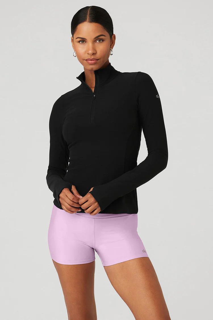 Alosoft 1/2 Zip Rapid Pullover - Black | Alo Yoga