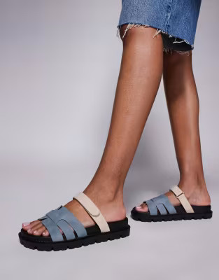 Simmi London Adelle mule sandals with strap in blue | ASOS | ASOS (Global)