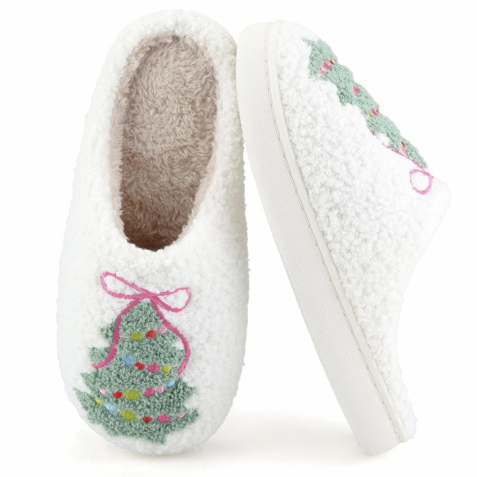 BERANMEY Cute Christmas Slippers for Women & Men Plush Fuzzy Holiday House Slippers Warm Cozy Fam... | Walmart (US)