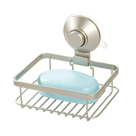 iDesign Everett Push Lock Suction Soap Holder and Organizer 5.2 x 4.25 x 4.67 Satin | Walmart (US)