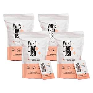 Wipe That Tush On-The-Go Flushable Wet Wipes - 4 Pack, 120 Wipes - Individually Wrapped Extra-Lar... | Amazon (US)