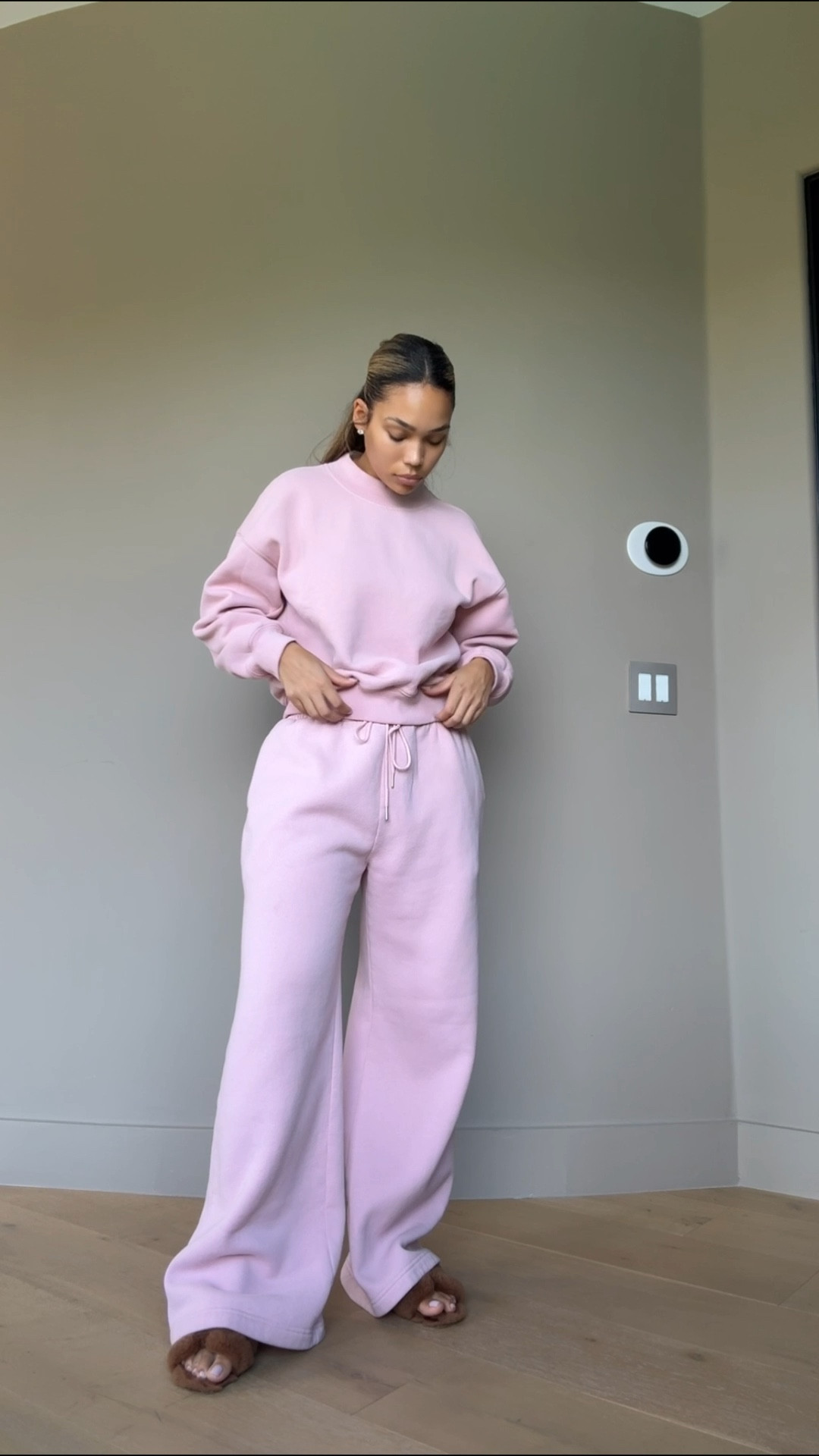 Wearing a small top and large bottoms(long)