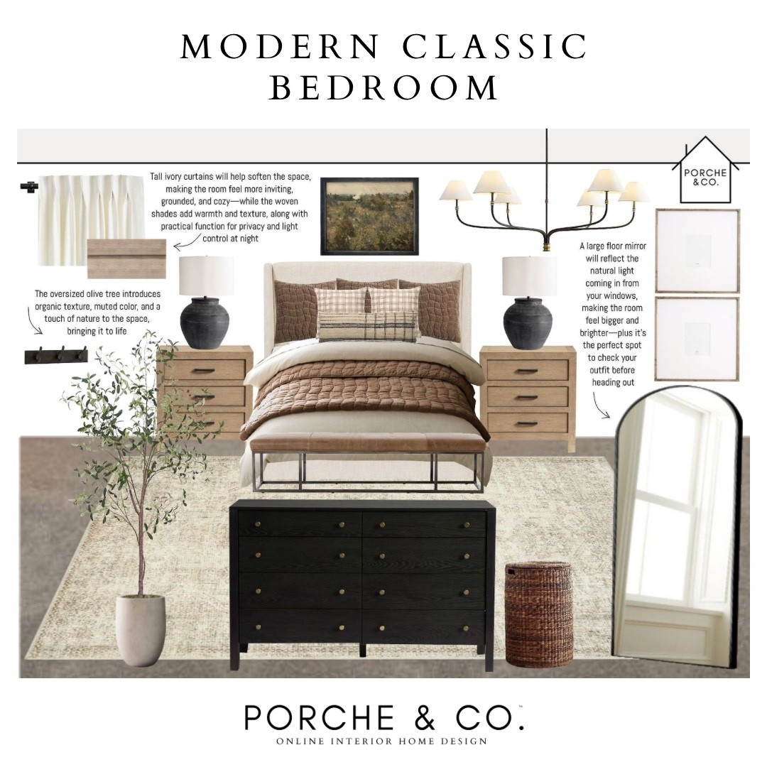 Timeless tones, layered textures, and cozy sophistication — this Modern Classic Bedroom is your perfect retreat 🤎 Designed with a balance of function and elegance, featuring organic accents and soft neutrals throughout. Bedroom Online Interior Design by Porche & Co.

#porcheandco #visionboard #moodboard #interiordesign #virtualdesign #modernclassic #bedroominspo #onlineinteriordesign #neutralbedroom #cozyretreat


#LTKOver40 #LTKStyleTip #LTKHome