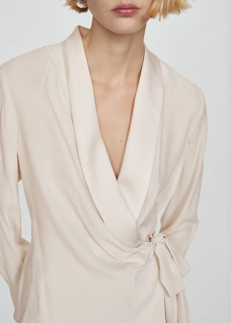 Double-breasted blouse with bow | MANGO (US)