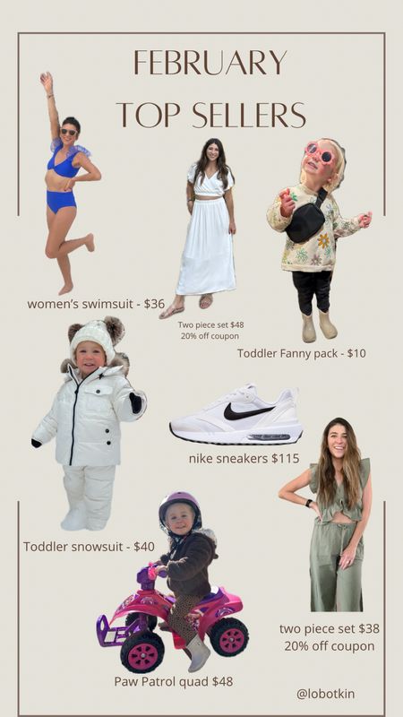 Top sellers. Swimsuot. Amazon swimsuit. Amazon snow suit. Amazon finds. Amazon deals. Amazon sets. Amazon sale. Paw patrol bike. Kids ride on toy. Toddler Fanny pack. Toddler finds. Toddler must have. Nike shoes. Nike sale  

#LTKtravel #LTKfindsunder50 #LTKsalealert