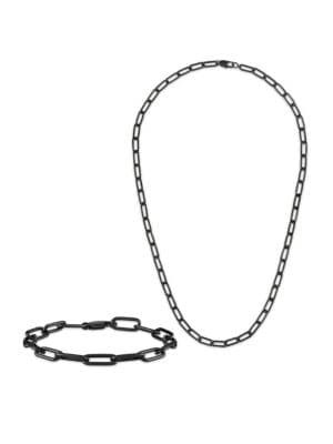 Esquire 2-Piece Black Ion Plated Stainless Steel Paperclip Necklace &amp; Bracelet Set on SALE | ... | Saks Fifth Avenue OFF 5TH (Pmt risk)