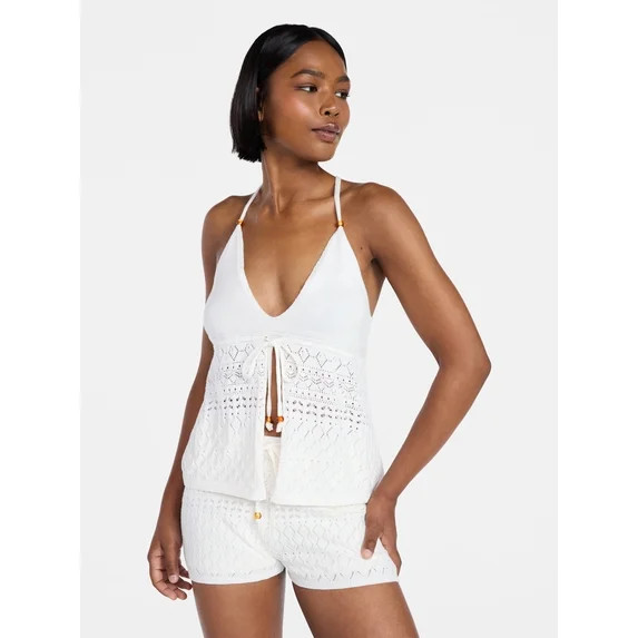 No Boundaries Cami Top with Beads and Shorts Set, 2-Piece, Women's XXS-XXL | Walmart (US)