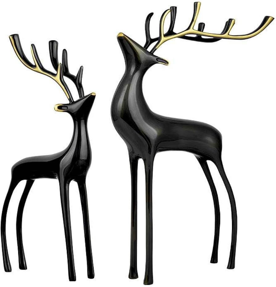 Amazon.com: WUANGYOL Metal Reindeer Statues Deer Figurines Pure Copper Heavy Deluxe Sculpture Hom... | Amazon (US)