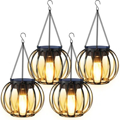 Solar Lanterns Outdoor Waterproof, Upgraded Metal Hanging Solar Lights Outdoor Lanterns, Brighter Auto On/off Outdoor Hanging Lantern For Yard Patio P | Wayfair North America