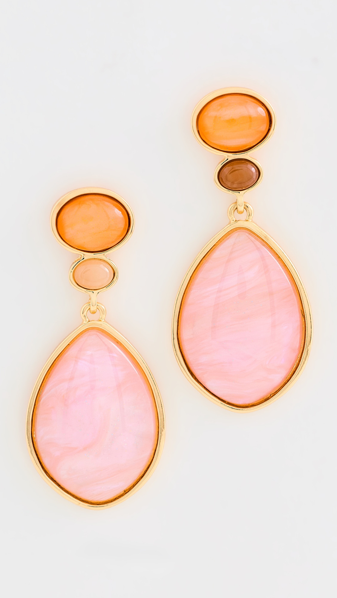 By Adina Eden Colored Two-Tone Teardrop Drop Earrings Pink One Size | Shopbop